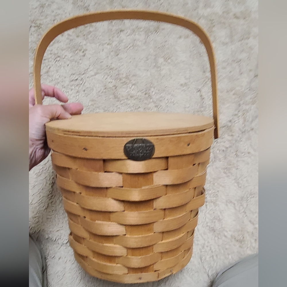 Peterboro Woven Basket Ice Bucket with Handle, Vintage